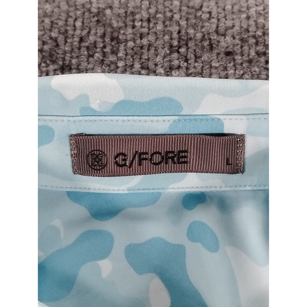 G/FORE Mapped Camo Tech Jersey Polo Shirt L Preppy Athleisure Golf Sportswear - Picture 3 of 6